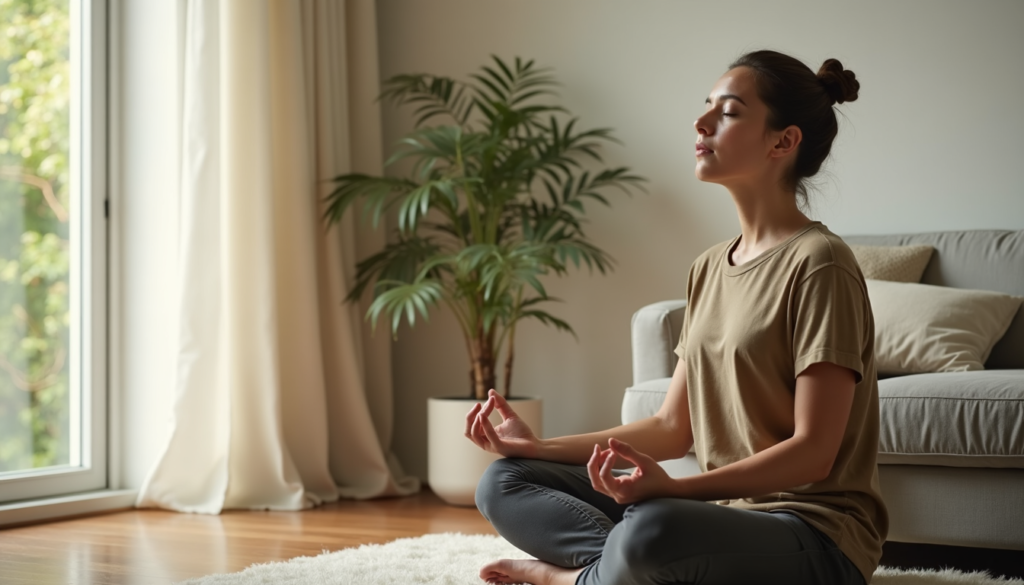 person practicing breathing to calm anxiety