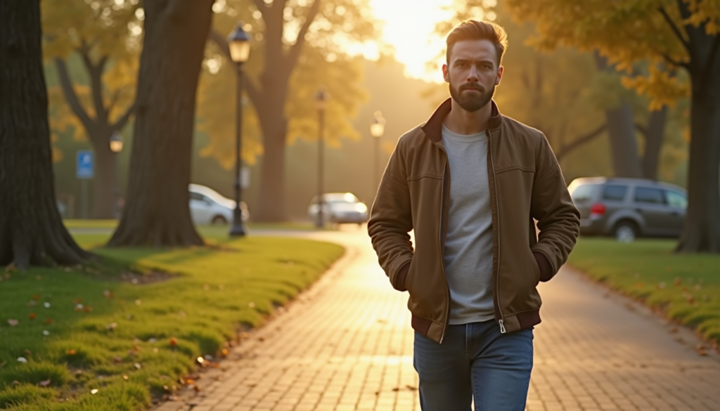 person regaining perspective and moving forward calmly