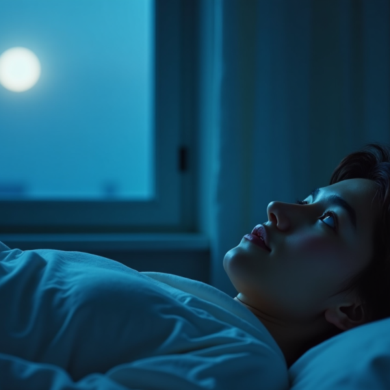 person experiencing loud thoughts at night while trying to sleep