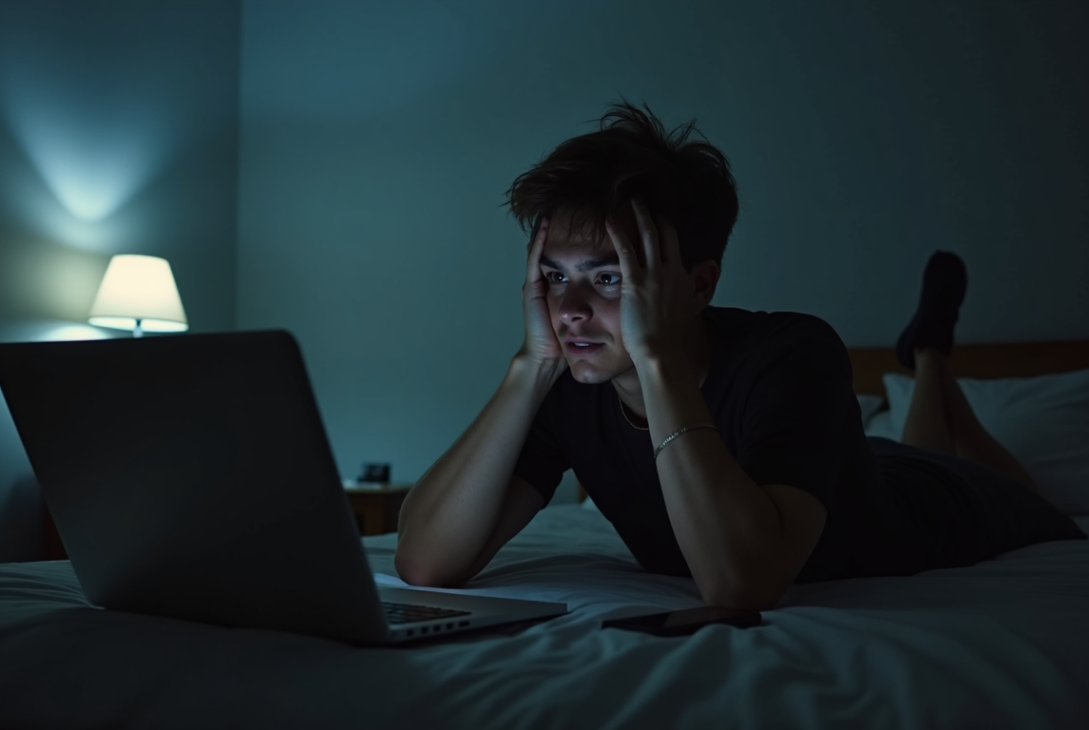 person feeling mentally active and unable to switch off