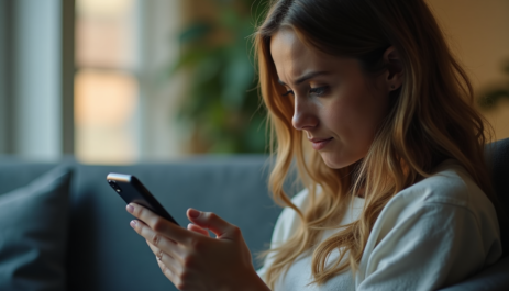 person constantly distracted using phone to avoid thoughts