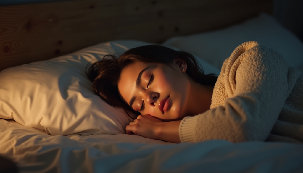 person sleeping peacefully after calming racing thoughts