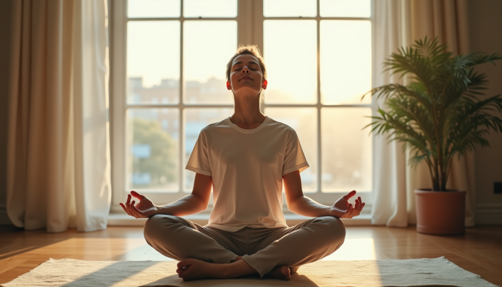 person calming an overactive mind through relaxation