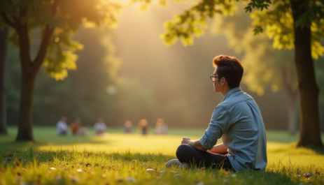 person trying to be present but distracted by thoughts