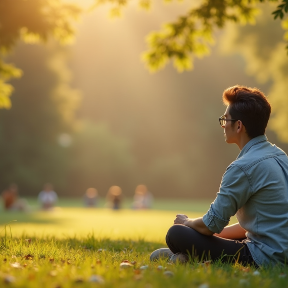 person trying to be present but distracted by thoughts