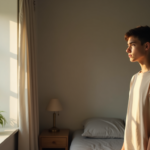Person struggling with self-doubt while looking into a mirror.