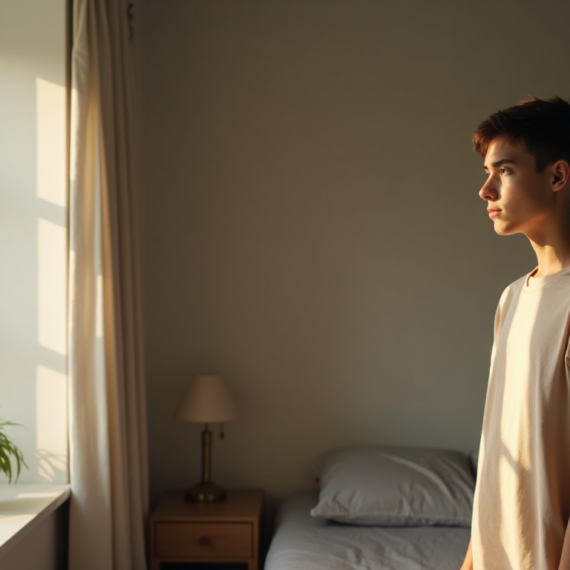 Person struggling with self-doubt while looking into a mirror.